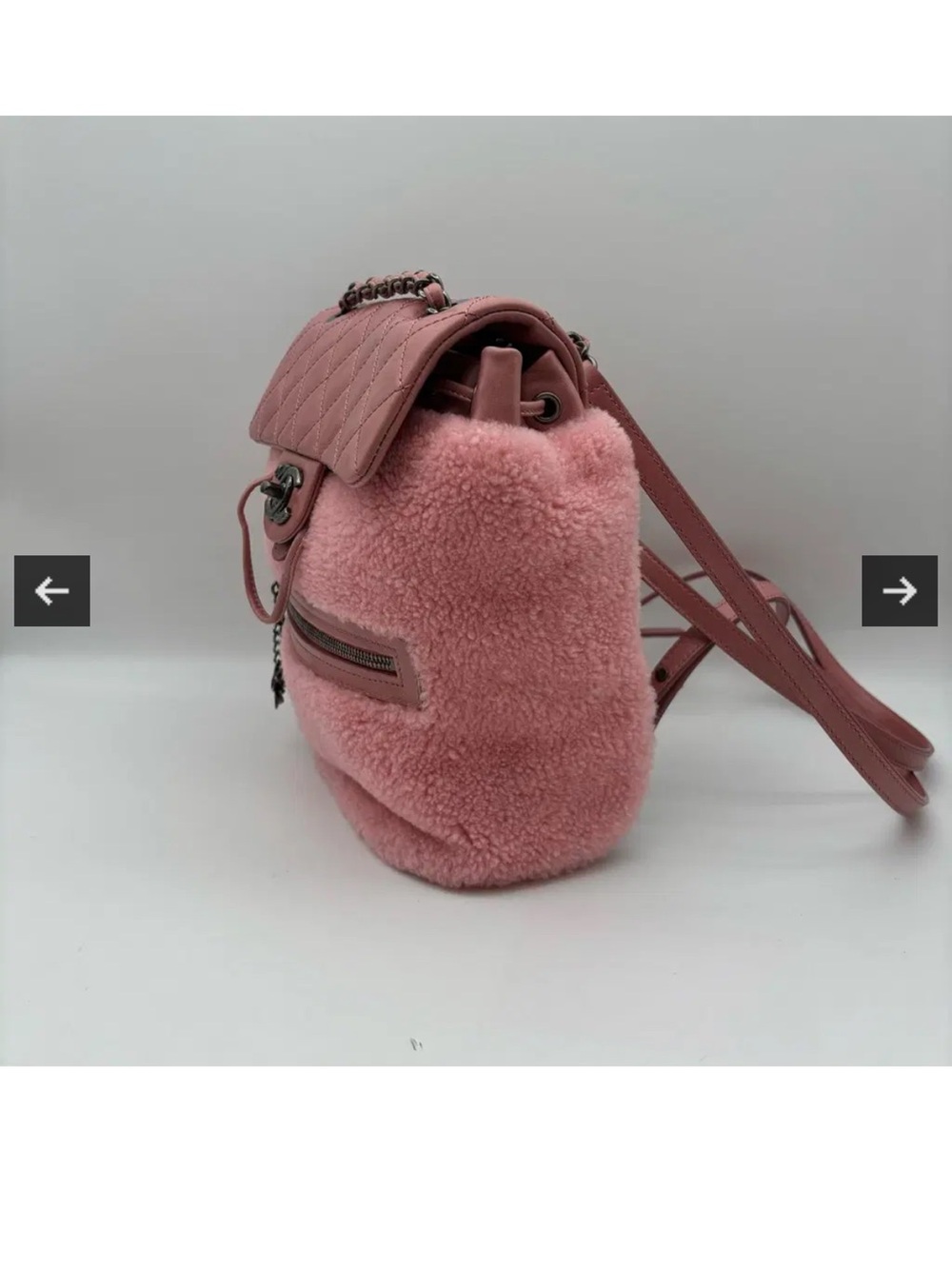 CHANEL Pink Quilted Leather & Sherpa Backpack with CC Turn-Lock - Picture 4 of 7